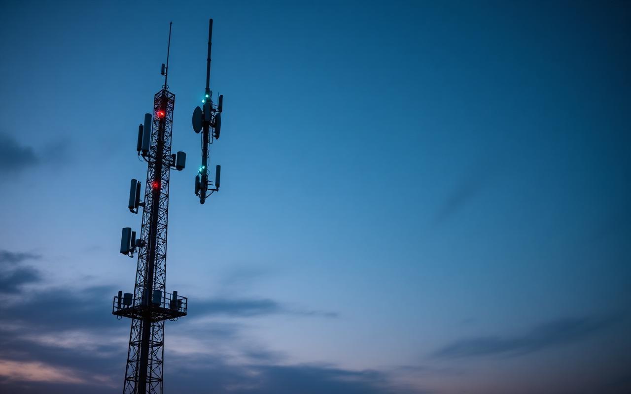 Torres de telecomunicação ao entardecer